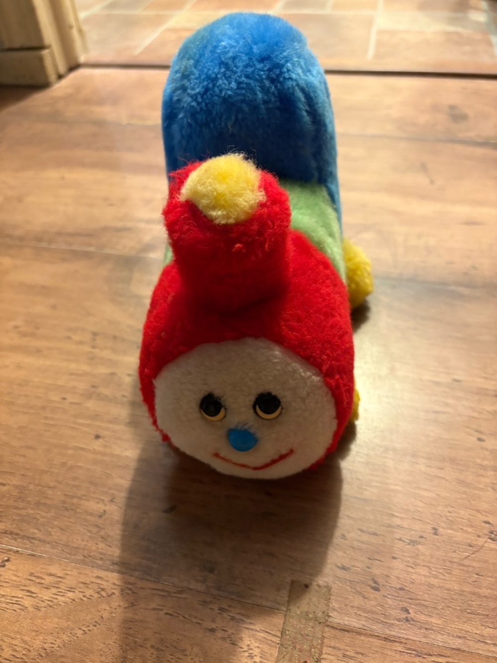 Vtg Eden Primary Colorblock Train Musical Wind Up Plush "I've Been Working...RR"
